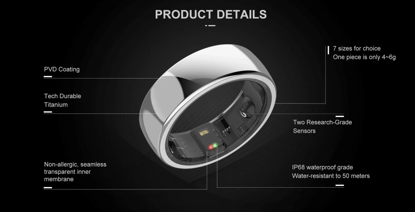 Smart health ring, product details